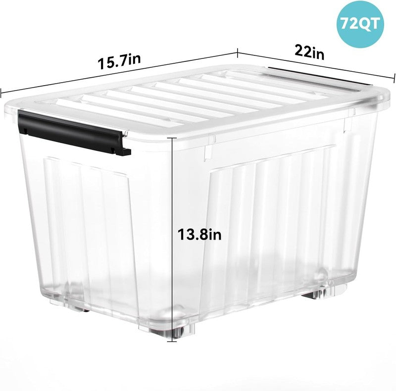 72Qt Clear Plastic Storage Bins w/Lids Stackable Nestable 6 Pack2