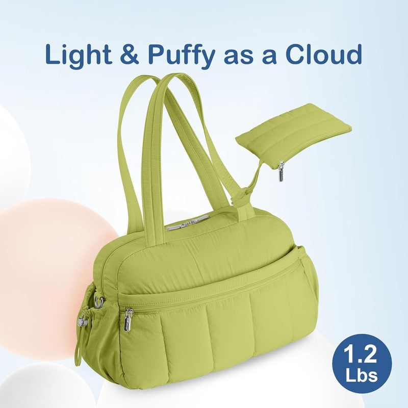 Travel Duffel Bag Women Puffer Gym Weekender Wet Pocket Carry On Light Green3