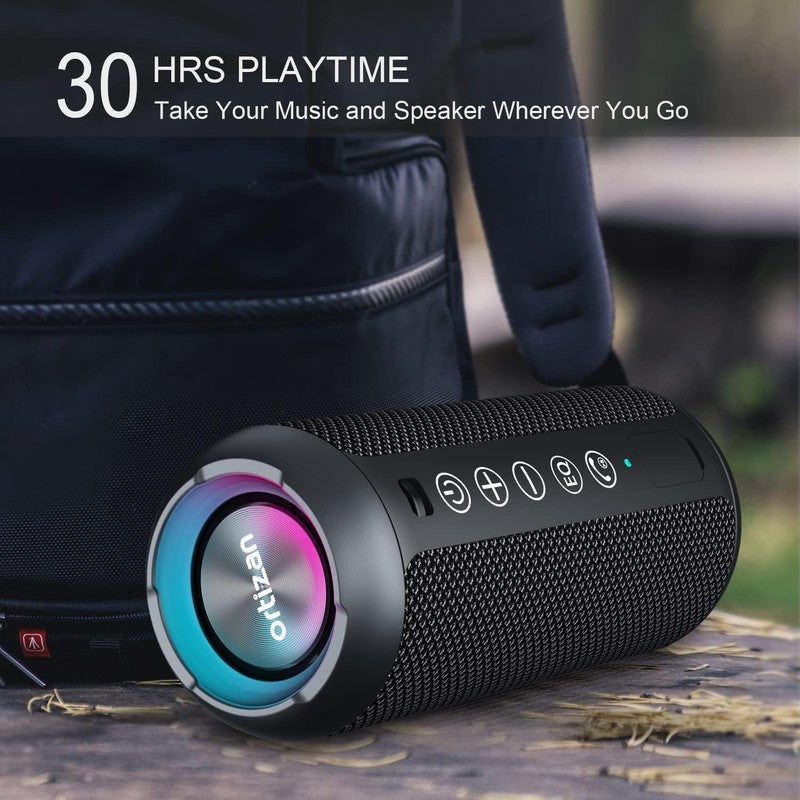24W Bluetooth Speaker, IPX7 Waterproof, Deep Bass, LED Lights, 30H Play, Black4