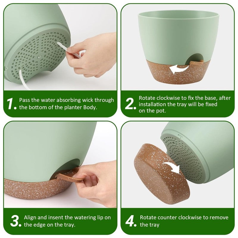 Set of 5 Self Watering Plant Pots with Drainage – Eco Friendly Plastic Planters 2