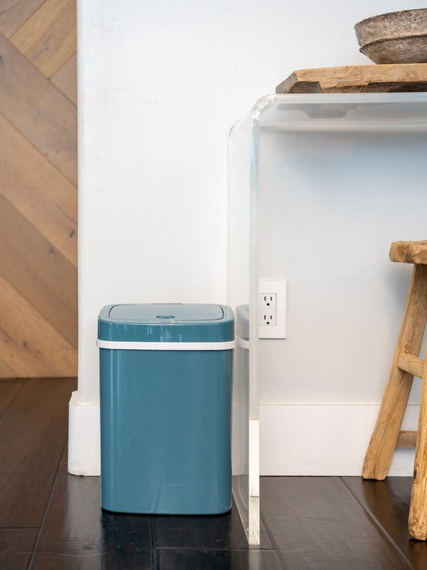 3 Gallon Motion Sensor Bathroom Trash Can, Hands Free Soft Close Lid, Steel Blue4