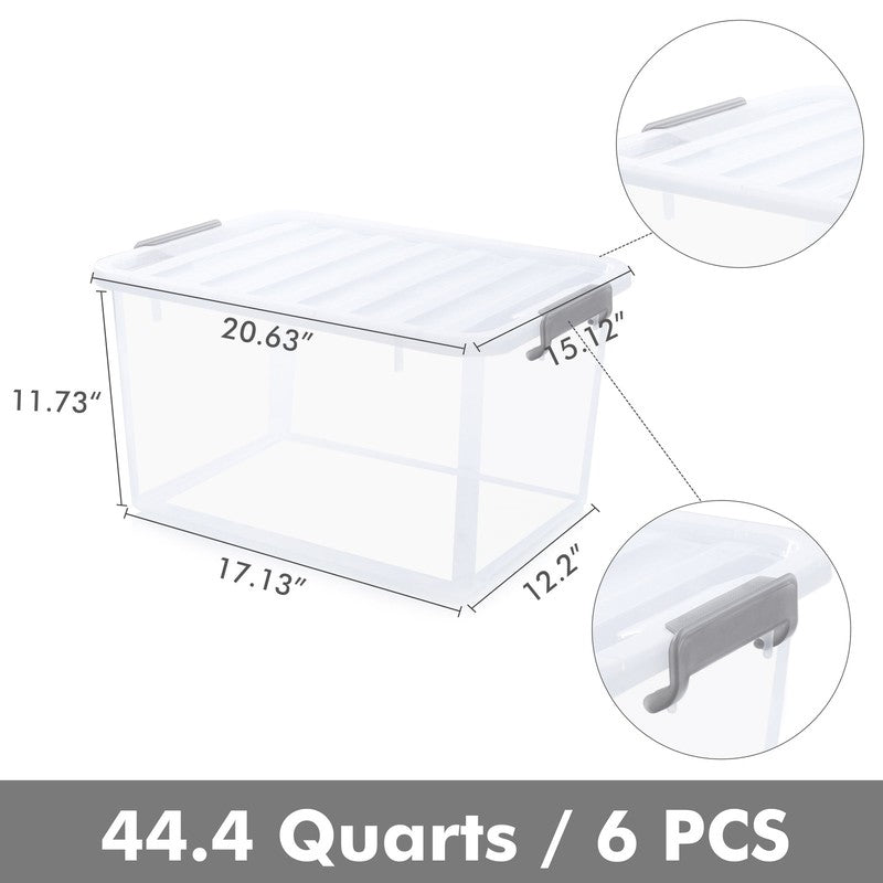 44 Qt Clear Storage Bins with Lids Large Stackable Plastic Storage Box 6 Packs5