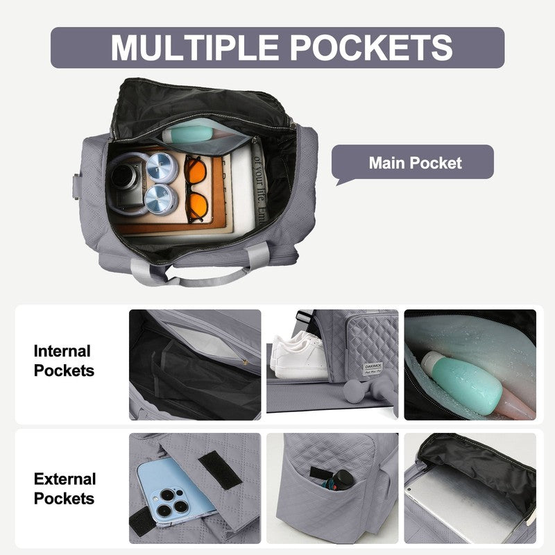 Travel Duffle Bag for Women Men, Weekender Overnight Bags Carry on Gym Bag with3