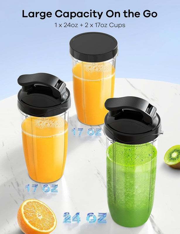 Personal Smoothie Blender w/ 3 Cups (24Oz & 2x17Oz) Single Serve Maker4