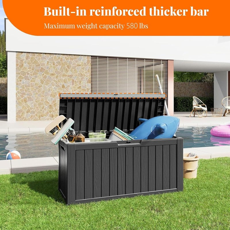 80 Gallon Lockable Resin Deck Box   Waterproof Storage for Tools & Furniture1