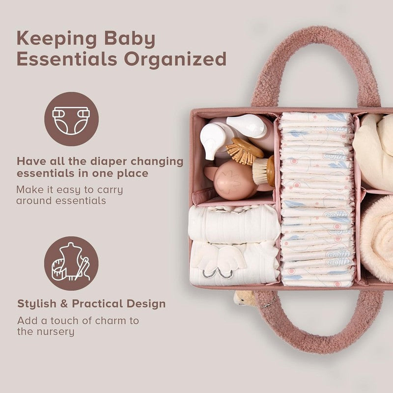 Baby Diaper Caddy Organizer with Handle, Boy & Girl Shower Gift Basket, Portable1