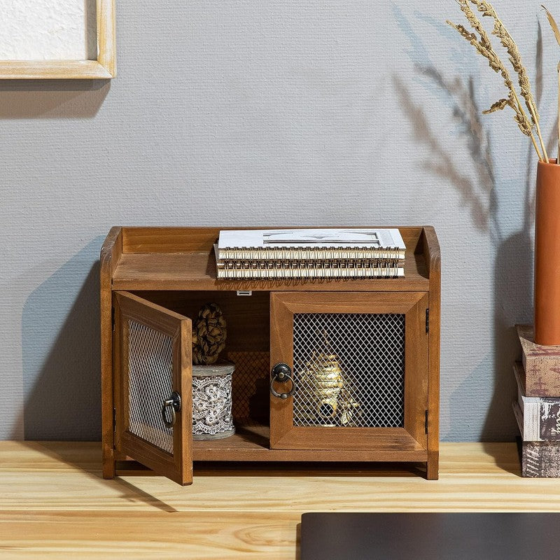   Storage Cabinet, Mini Countertop Cabinet, Wood Organizer for Kitchen Living Ro8