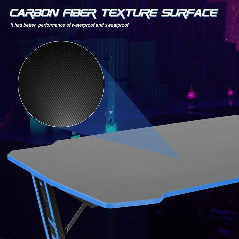 47" Modern Z Shaped Computer Desk w/ Headphone Hook Blue for Adults6