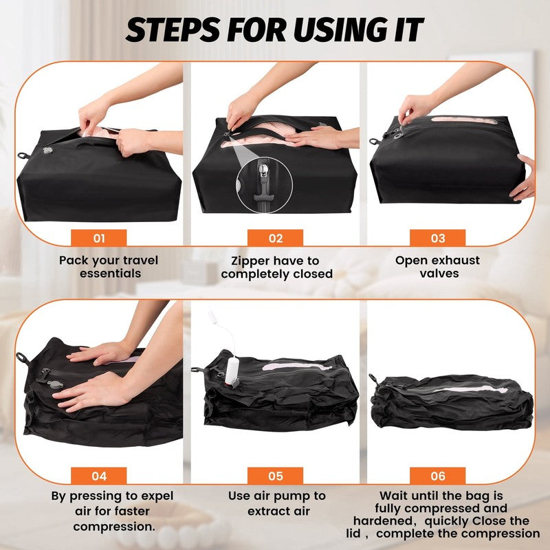 Lafati 2-Pack Vacuum Storage Bags for Travel with USB Pump, 29L Each, IP67 Water7