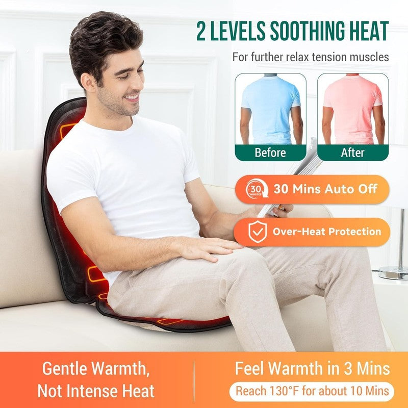 Vibration Back Massager Seat Cushion w/ Heat 6 Motors Chair Pad Home Office3