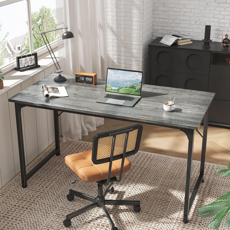 55" Computer Desk Grey   Home Office, Gaming, Sturdy Frame, Modern Design6