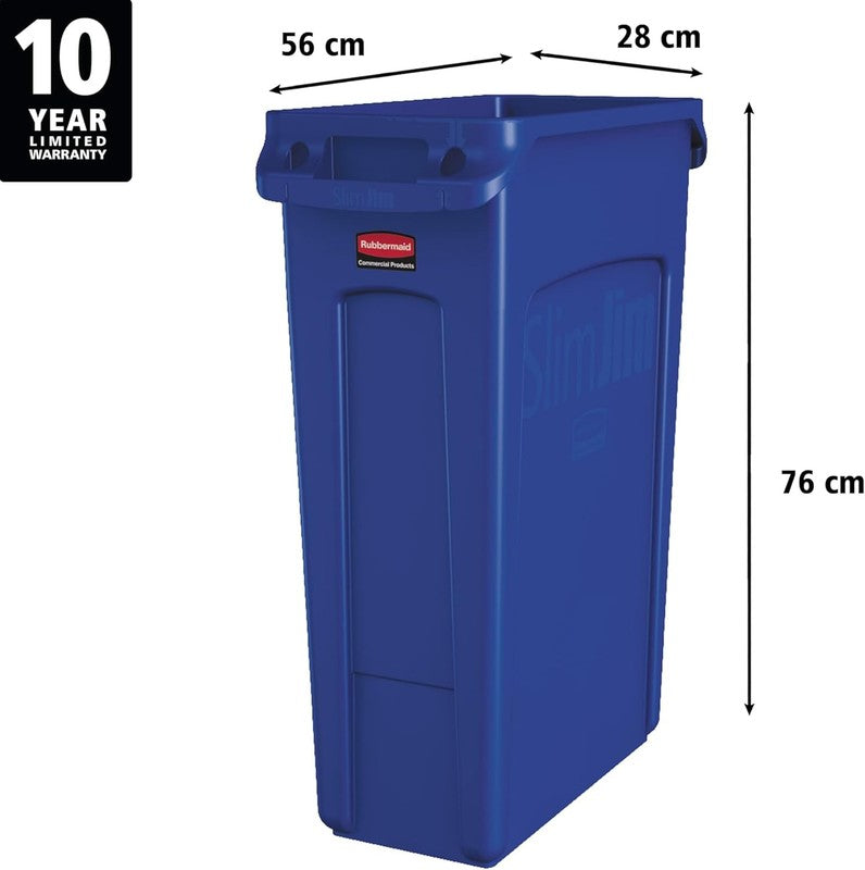 Slim Jim 23 Gal Blue Recycling Bin with Venting Channels – Plastic2