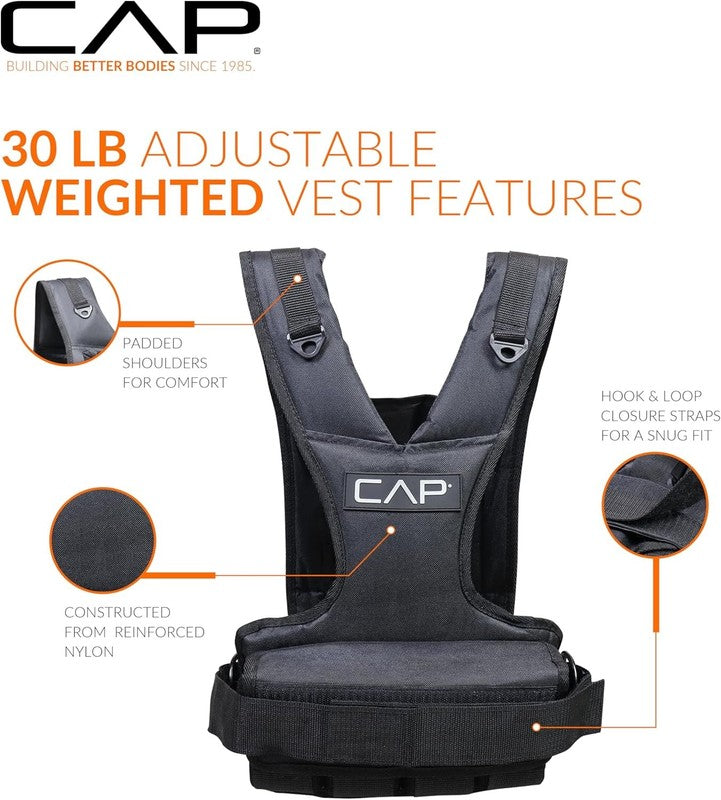 Adjustable Weighted Vest 30lb Heavy Duty Workout Vest Removable Weights2
