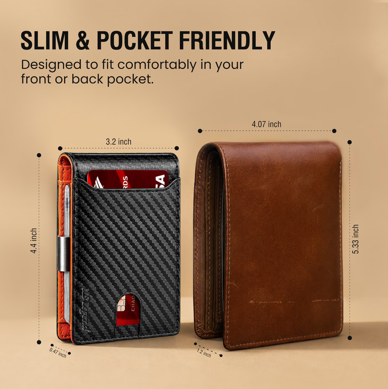 Men's Slim Leather RFID Money Clip Wallet Bifold ID Window 10 Card Slots4