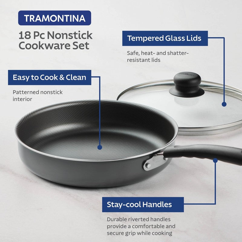 Primaware 18 Piece Non-Stick Cookware Set, Steel Gray6