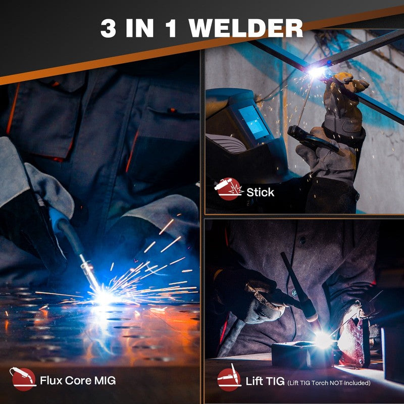 135A MIG Welder 3-in-1 Flux Core TIG Stick IGBT Gasless LED Display2