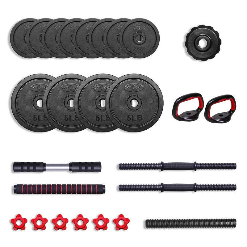 40LB 5 in 1 Adjustable Dumbbell Set , Fitness Exercises for Home Gym, Black, 1-I0