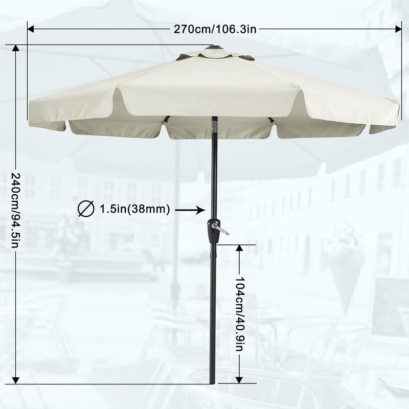9Ft Patio Umbrella with Valance, Crank and Tilt – 8 Ribs Outdoor Market Umbrella2