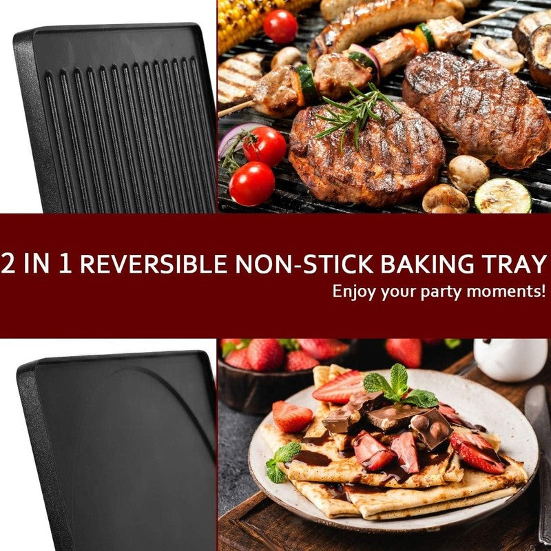 2 in 1 Electric Raclette Grill Tabletop Korean BBQ Crepe Maker Nonstick Adj Temp1