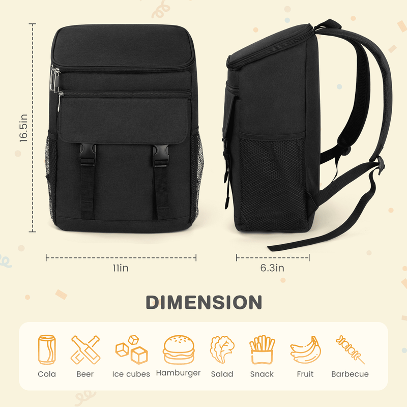 35 Can Cooler Backpack Insulated Leakproof Thermal Travel Bag Black1