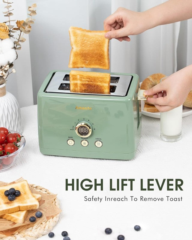 2 Slice Toaster, Retro Bread Toaster with LED Display, Extra Wide Slots Toasters6