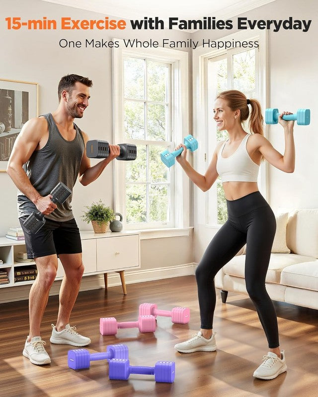 5-in-1 Adjustable Dumbbell Set 12/20lb Dual-Stable Home Gym Women8