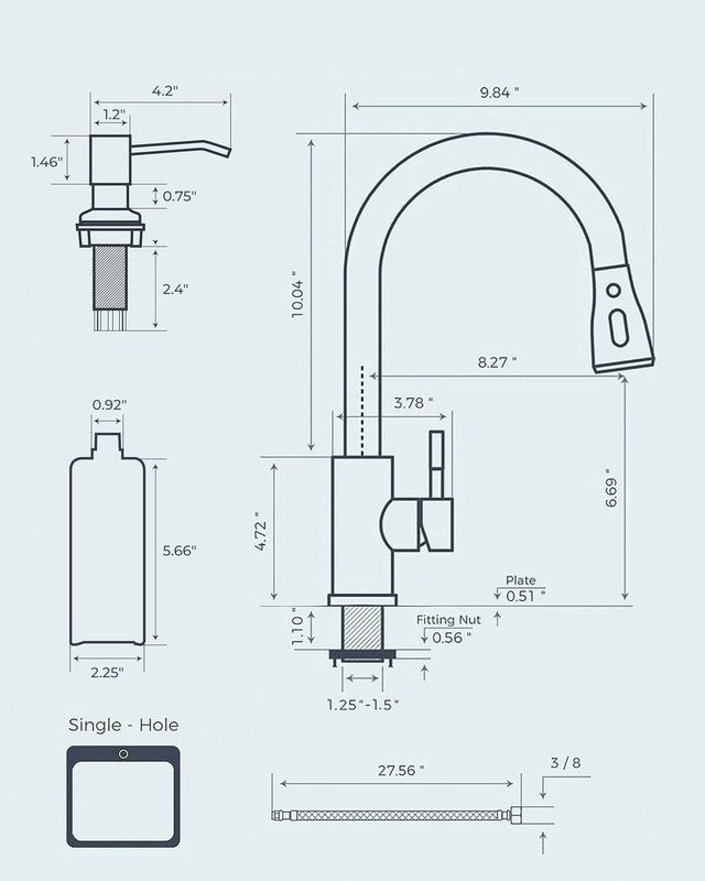 Black Kitchen Faucet Pull Down Sprayer with Soap Dispenser 3 Mode Bar Sink4
