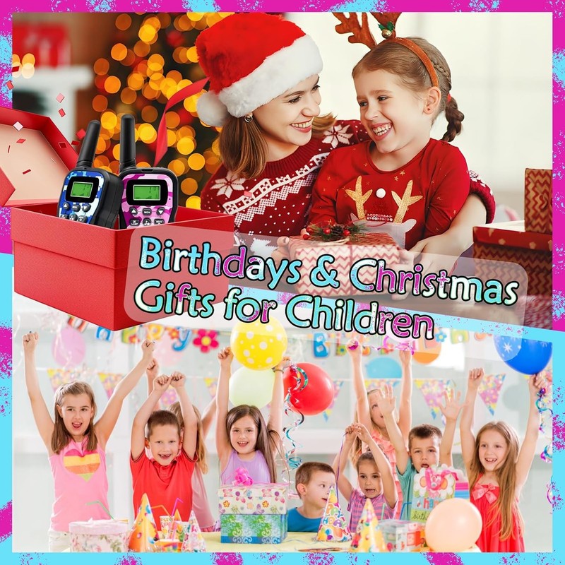 Kids Walkie Talkies 3 Pack 22CH Toy Radios w/ Flashlight LCD 3km Range6