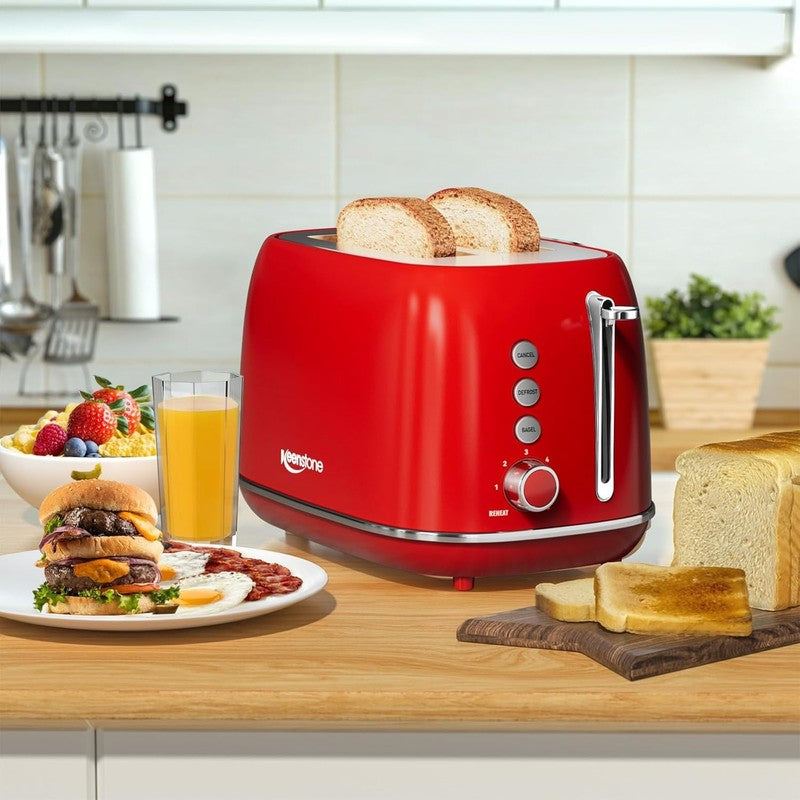 Retro 2 Slice Toaster Red - Wide Slot, Bagel, Defrost, 6 Shade, Crumb Tray5