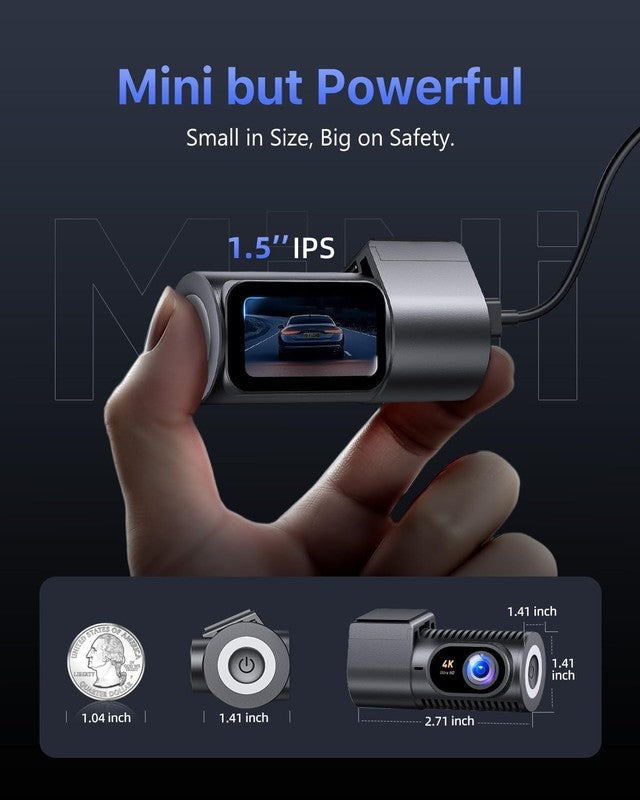 4K Dash Cam Front Mini 360° w/ 64GB Card 5G WiFi WDR Night Vision 170° Car Cam1