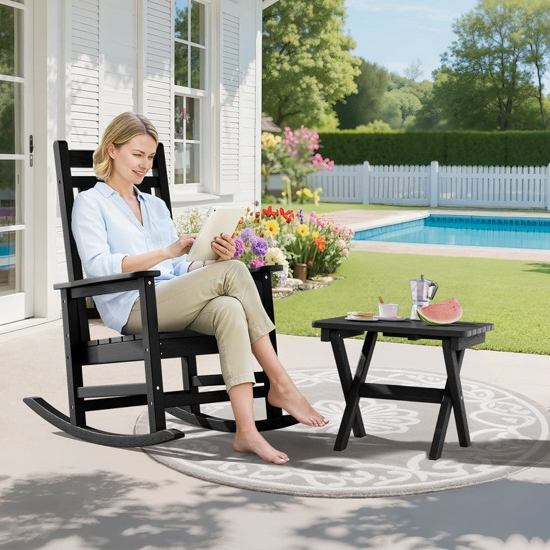 Outdoor Small Folding Side Table, HDPE All Weather Adirondack End Table, No Asse2