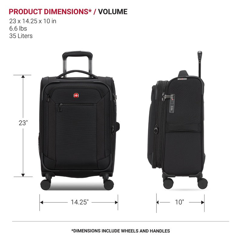 Stride Expandable Carry-On Spinner Luggage with TSA Lock, 8 Wheels, Black3