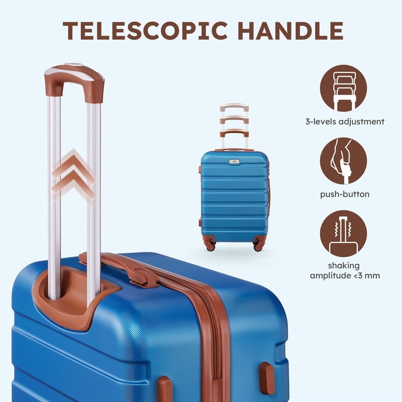 Gowill 4 Piece Luggage Set ABS Carry On 14 20 Inch Hardside Duffle Sky Blue Tan4