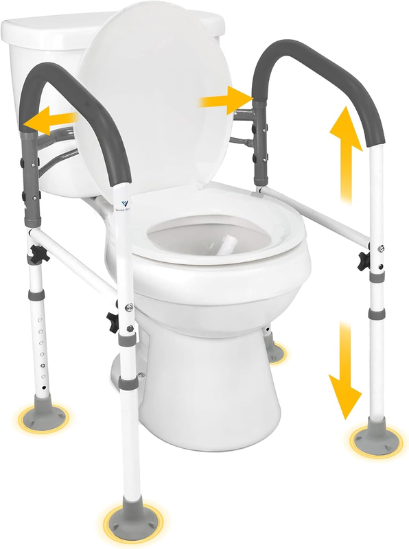 Medical Deluxe Adjustable and Foldable Toilet Safety Frame, Bathroom Handrail As8