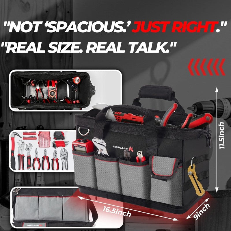 16.5" Hard Bottom Tool Bag Waterproof Heavy Duty Organizer for Men Mechanics1
