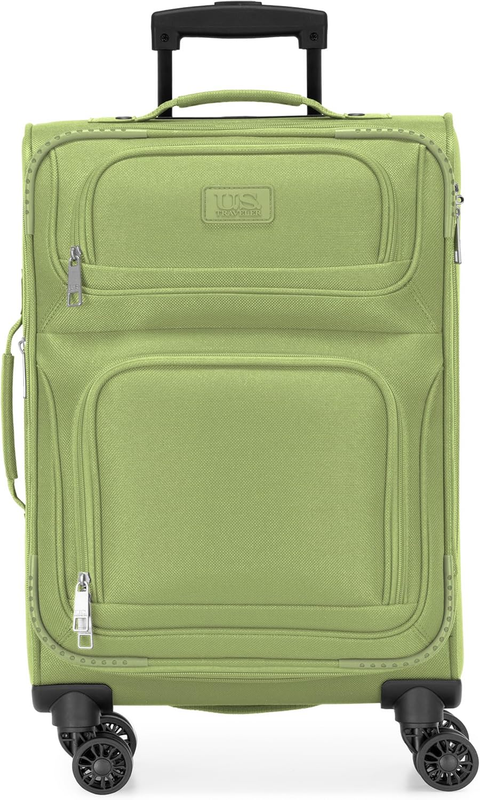 Lightweight Softside Carry On Suitcase 4 Wheel Spinner Luggage Light Green1