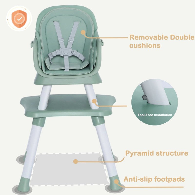 8 in 1 Baby High Chair, Toddler Dining Booster Seat for Eating, Green5