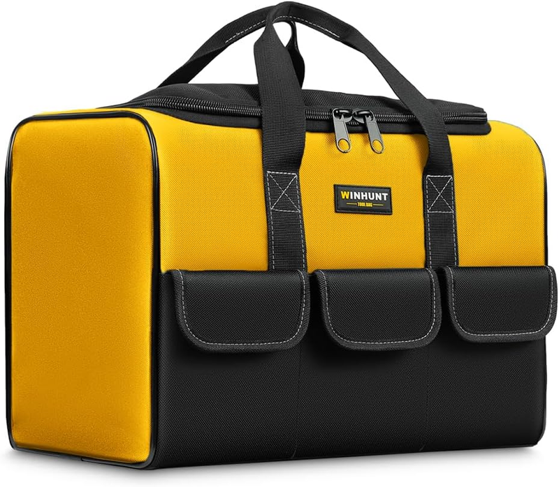 17" Large Tool Bag Wide Mouth Organizer Yellow & Black Double Zipper10