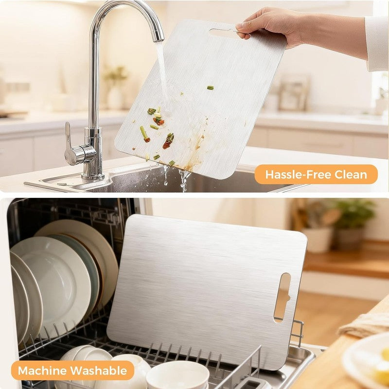 3 Pack Stainless Steel Cutting Boards – Double Sided, Food Grade, Dishwasher 4