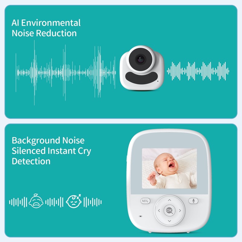 AI Smart 2.8 Video Baby Monitor  Camera & Audio with Cry Detection Night Vision2