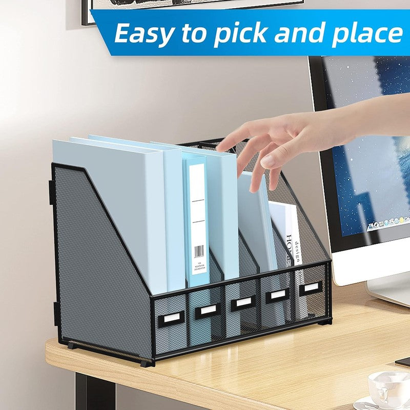 Desk Organizers Metal Desk Magazine File Holder with 5 Vertical Compartments Rac6