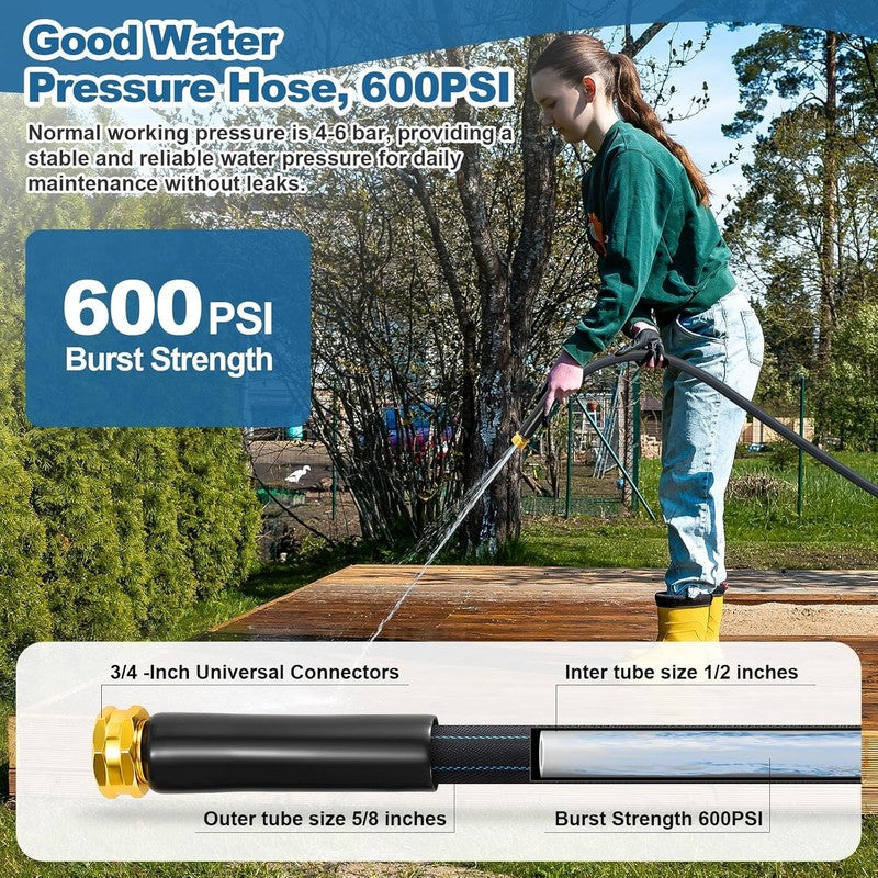 Garden Hose 50Ft Lightweight, Non-Expanding, Leak-Proof Metal Connector, No-Knot5
