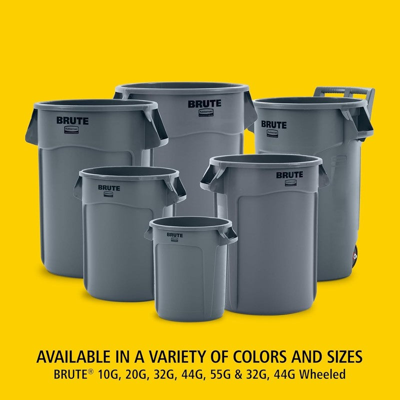 32-Gal Heavy-Duty Trash Can with Venting Channels, Gray Garbage Bin7