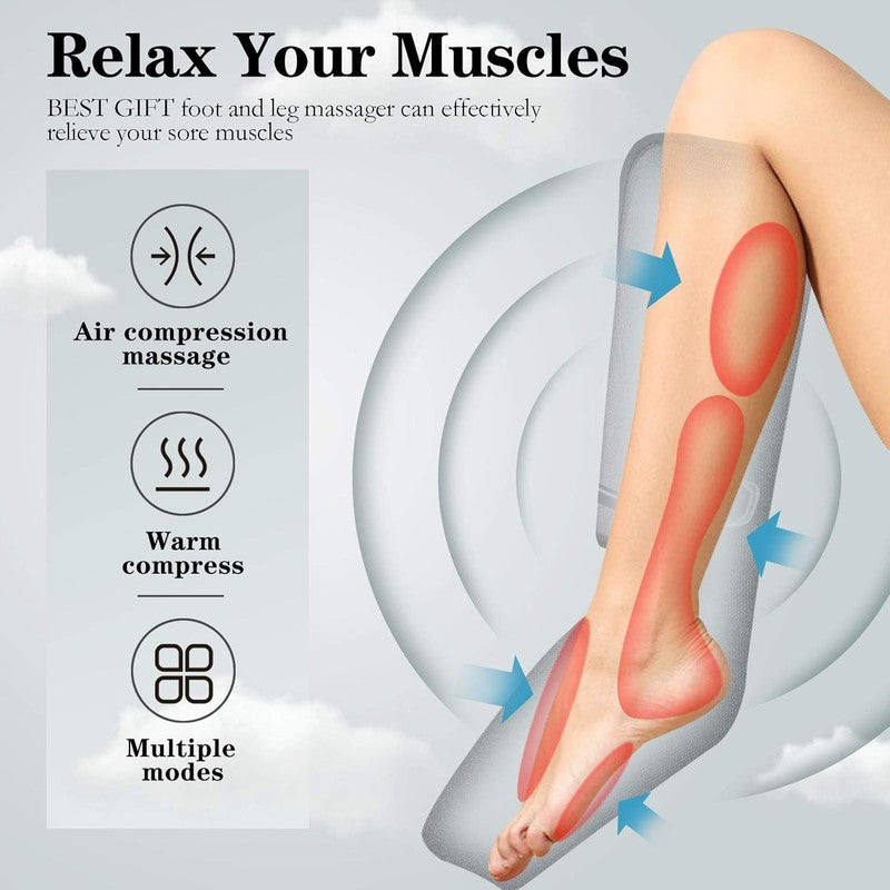 Air Compression Leg & Foot Massager with Heat for Pain, Swelling & Fatigue4