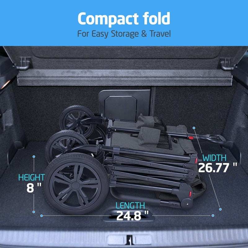 All-Terrain Stroller Wagon for Toddlers with Canopy, Parent Organizer, Adjustabl3