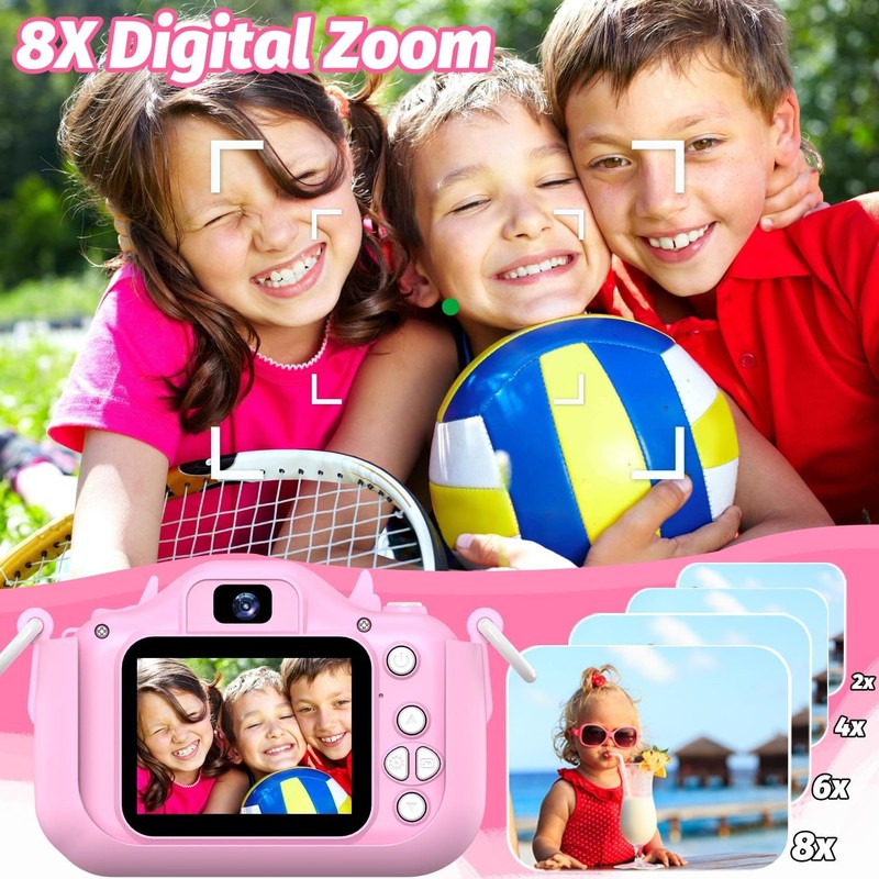 Kids Selfie Digital Camera Toy w/ Protective Cover 32GB SD Card Ages 3 95