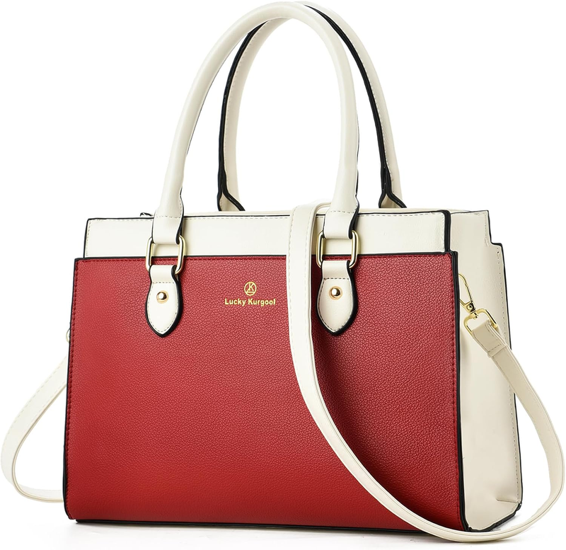 Women Handbags Purses Leather Dual-Tone Tote Shoulder Top Handle Satchel Bag8