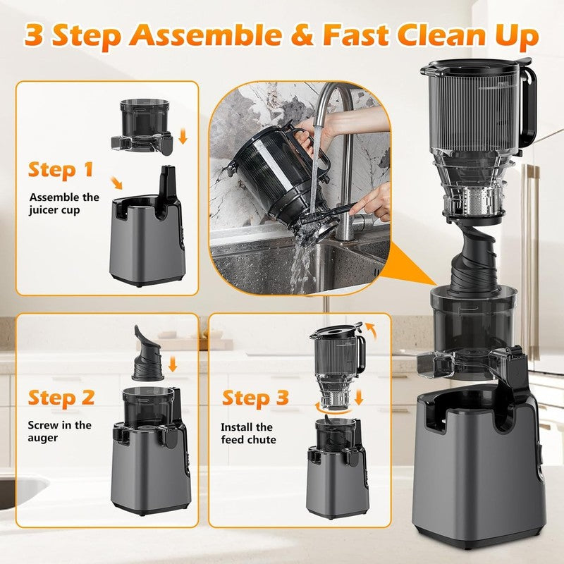 Juicer Machines with 5.8" Large Feed Chute, Cold Press Juicer for Whole Vegetabl6
