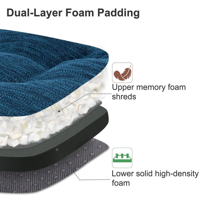 3.5" Tufted Memory Foam Chair Cushions Set of 4 16.5"x16.5" Blue1