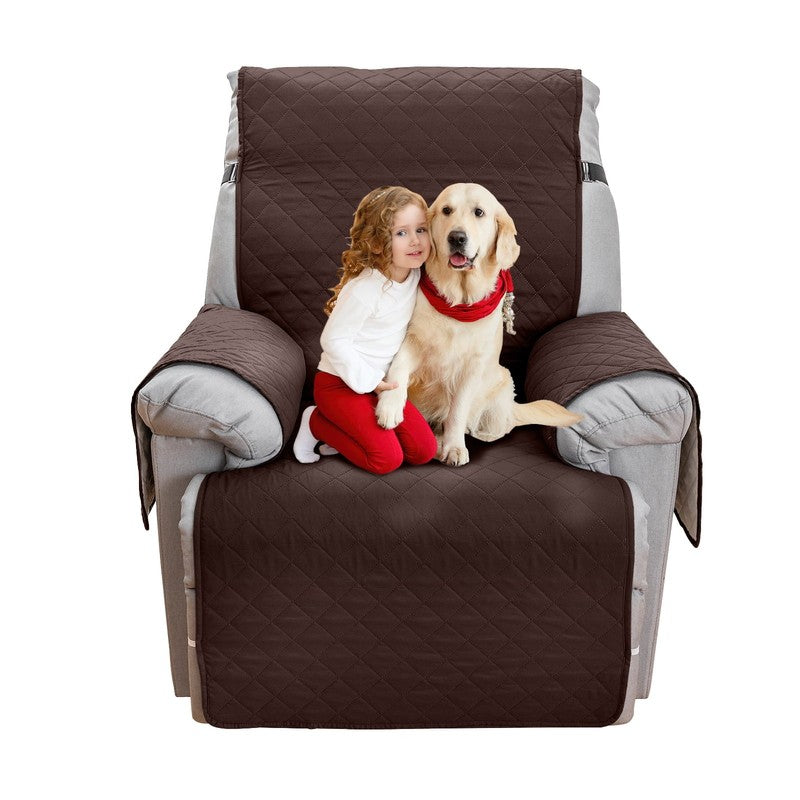 Non-Slip Recliner Chair Cover 25" Coffee with Pocket for Dogs & Pets5